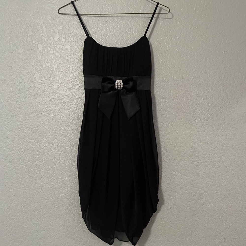 Black bow mini dress
